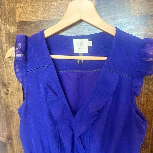 HD in Paris Royal Blue Ruffle Dress Women 0 Sleeveless Fit
Flare Anthropologie - Picture 6 of 9